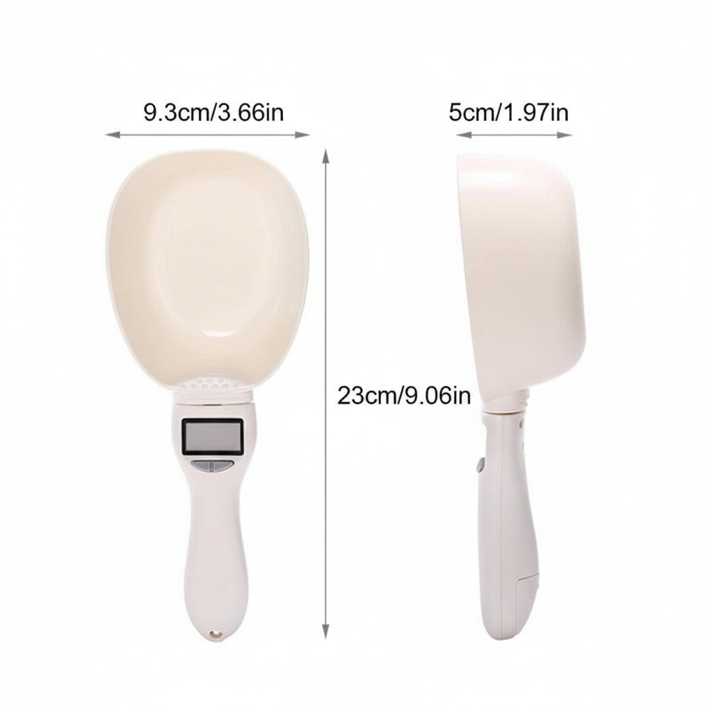 Digital Food Measuring Scoop Scale Electronic Kitchen Measuring Spoon Scale for Cooking Baking Smart Adjustable Measure Cup with LCD Display Tare Function for Home Cooks Bakers Chefs Pet Owners